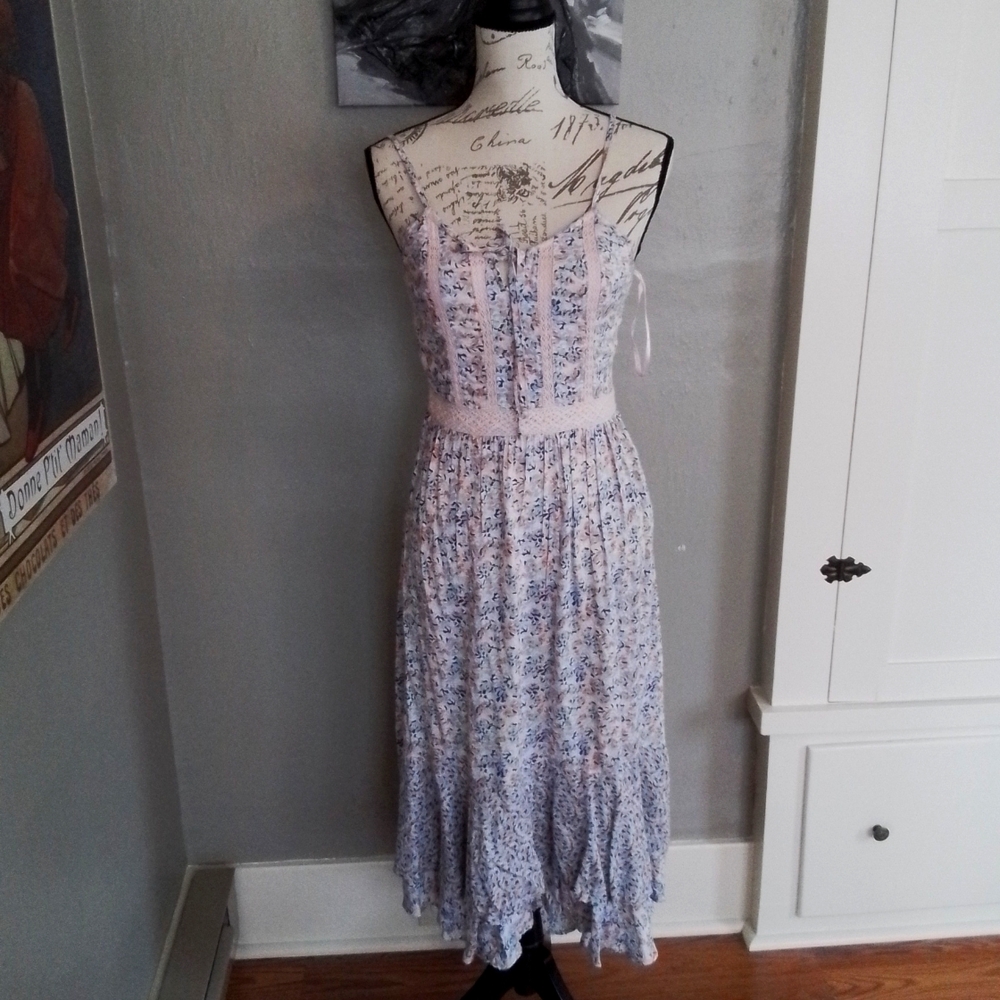 PINK AND BLUE FLORAL SUMMER DRESS